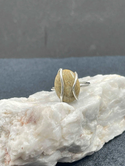 Bague Jaspe Jaune - BA-54 - Creations Natural Stone