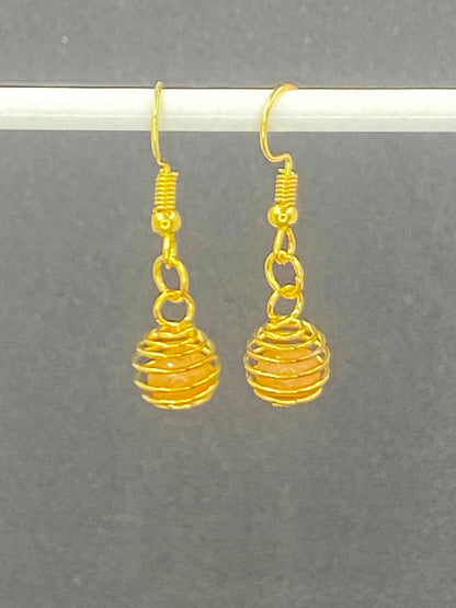 Boucles d'oreilles aventurine orange - BO-50 - Creations Natural Stone