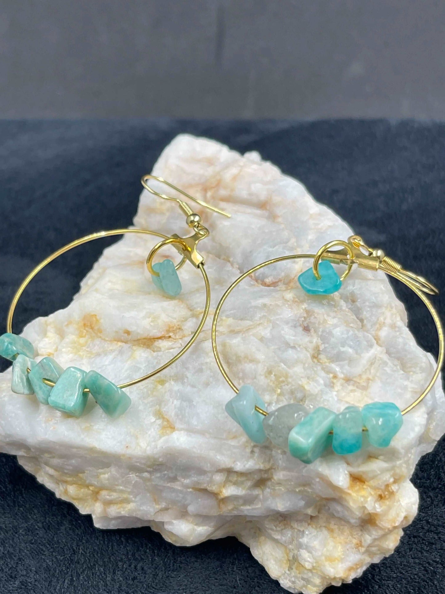 Boucles d'oreilles pierre Amazonite - BO-52 - Creations Natural Stone