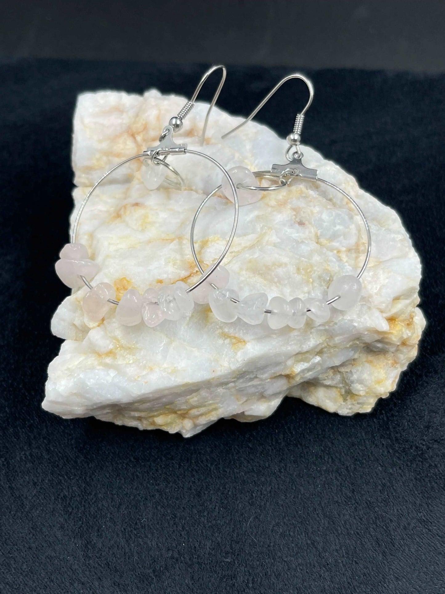 Boucles d'oreilles pierre Quartz Rose - BO-62 - Creations Natural Stone