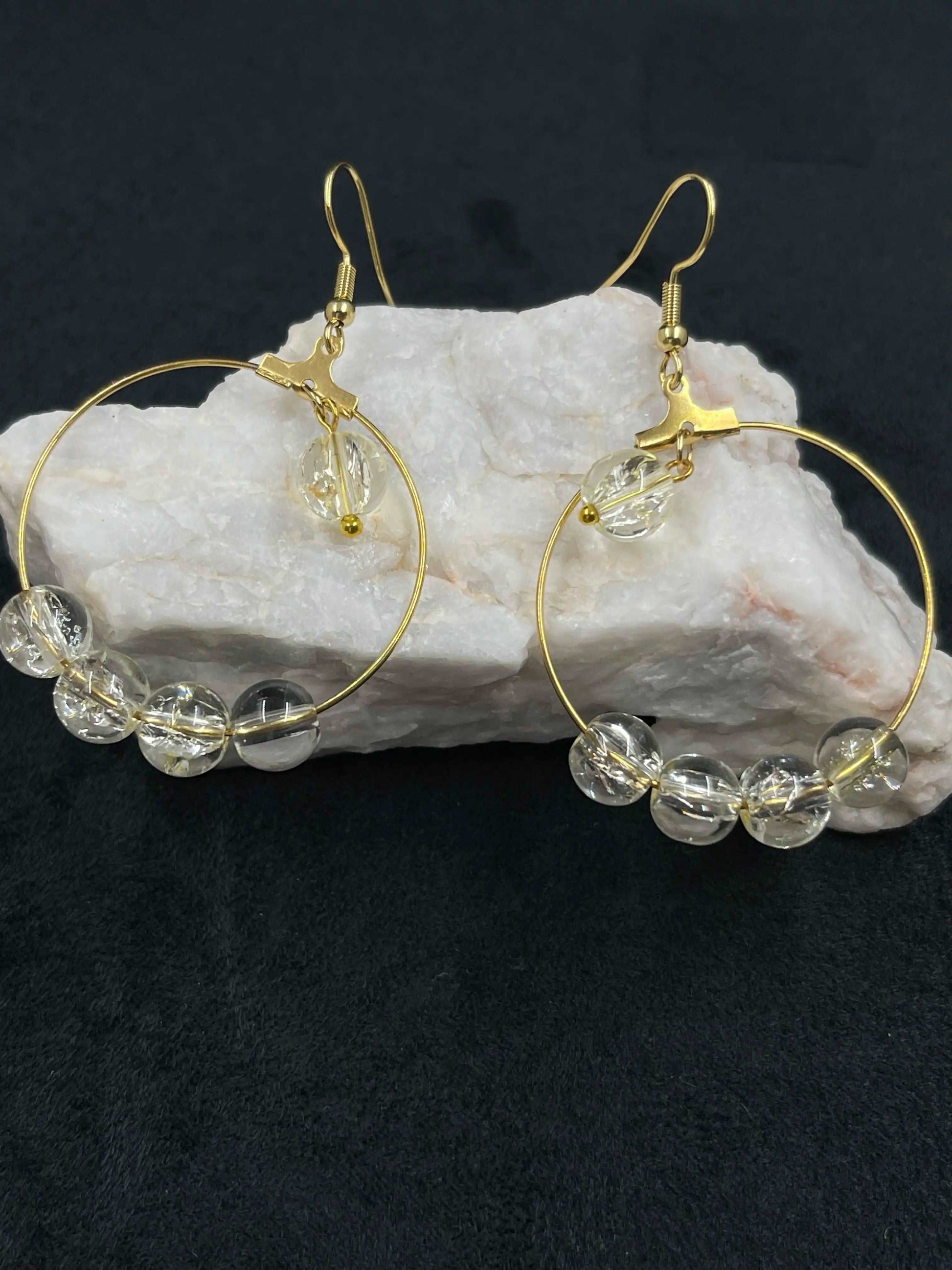 Boucles d'oreilles avec pierre Citrine - BO-63 - Creations Natural Stone