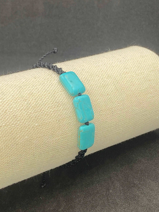 Bracelet noir pierre Turquoise - BR-58 - Creations Natural Stone