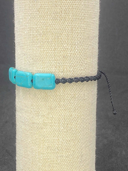 Bracelet noir pierre Turquoise - BR-58 - Creations Natural Stone