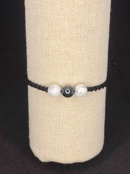 Bracelet noir pierre Hématite Howlite - BR-68 - Creations Natural Stone