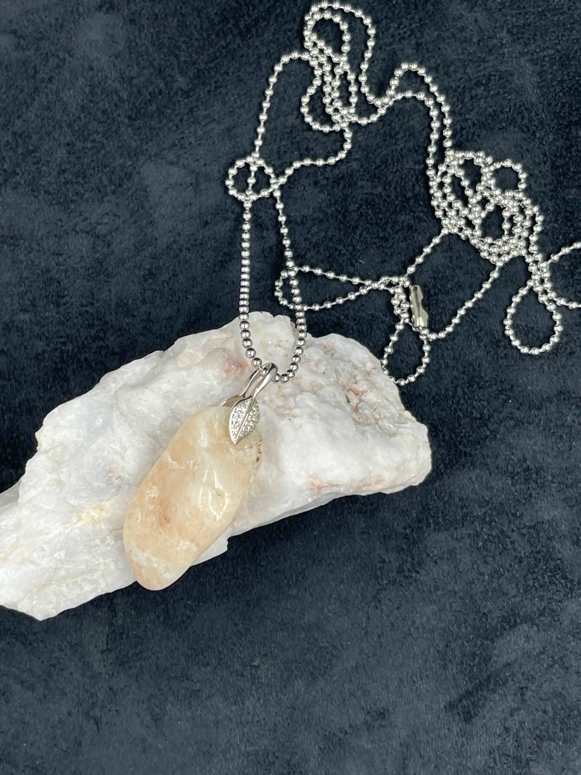 Collier pierre Héliolite ou pierre de soleil - CO-46 - Creations Natural Stone