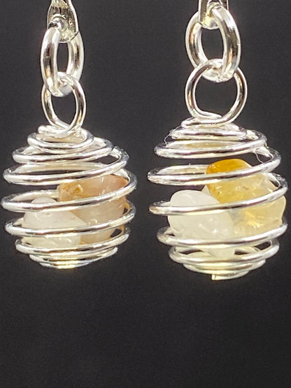 Boucles d’oreilles Quartz et citrine - BO-39 - Creations Natural Stone